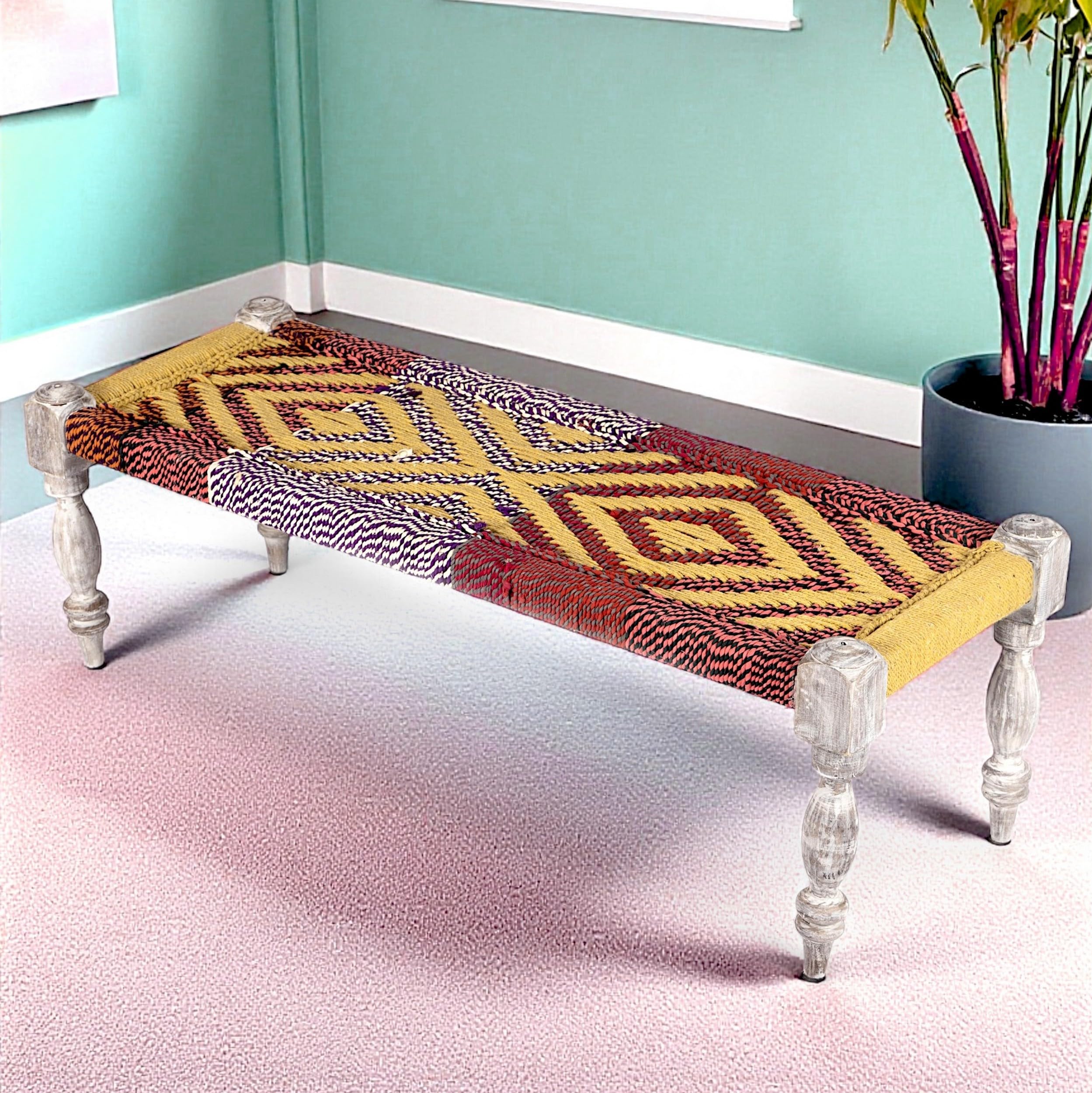 Ikiriya Hamilton Sheesham Wood 2 Seater Maachi Bench Wooden Patio